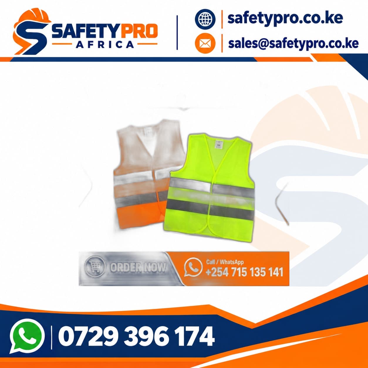 Hivis Class 2 Reflective Vest — Orange — Kimsafety